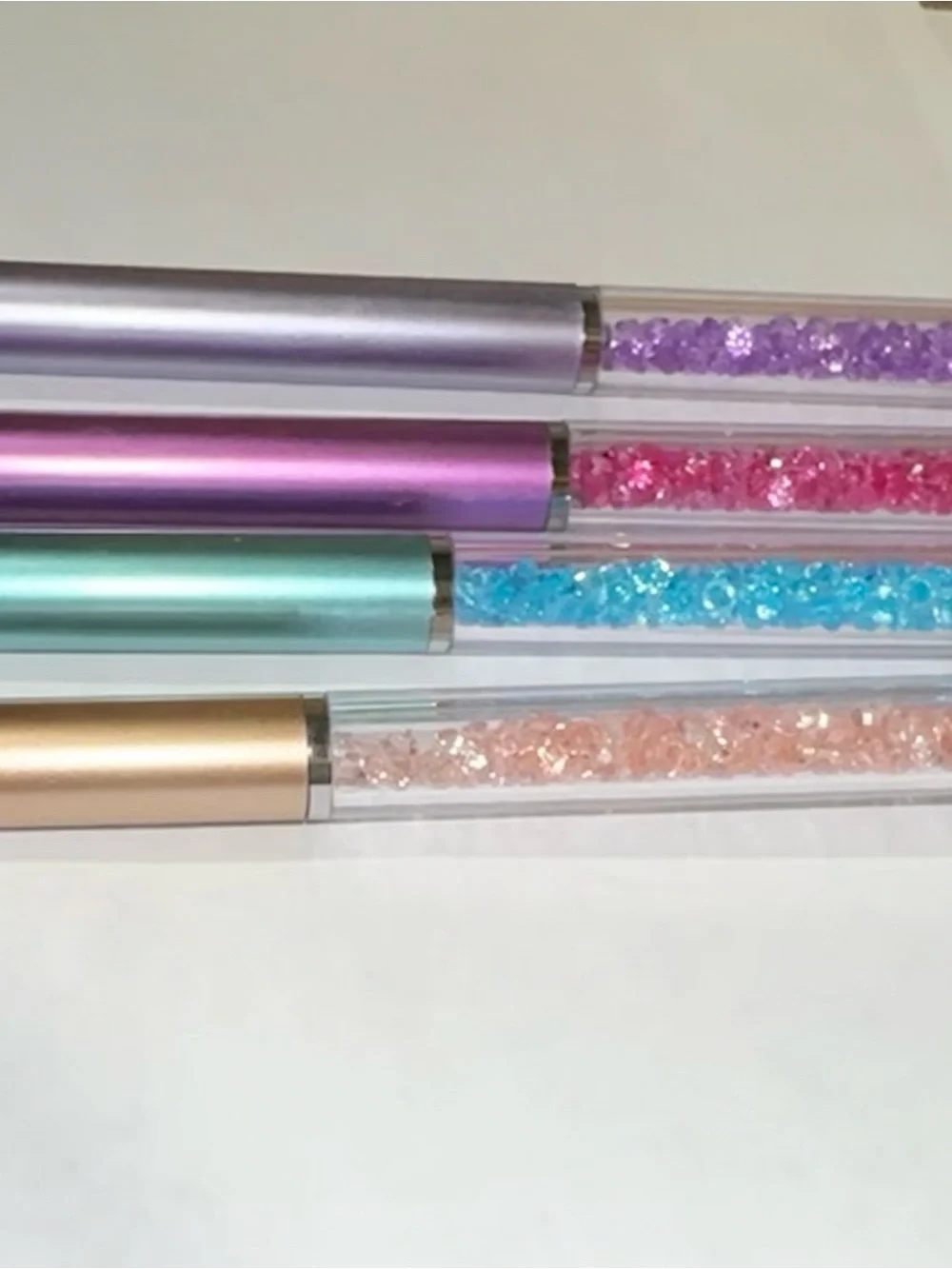 Diamond Pen Set of 4: Purple, Pink, Blue, & Rose Gold - Black ink only - NEW